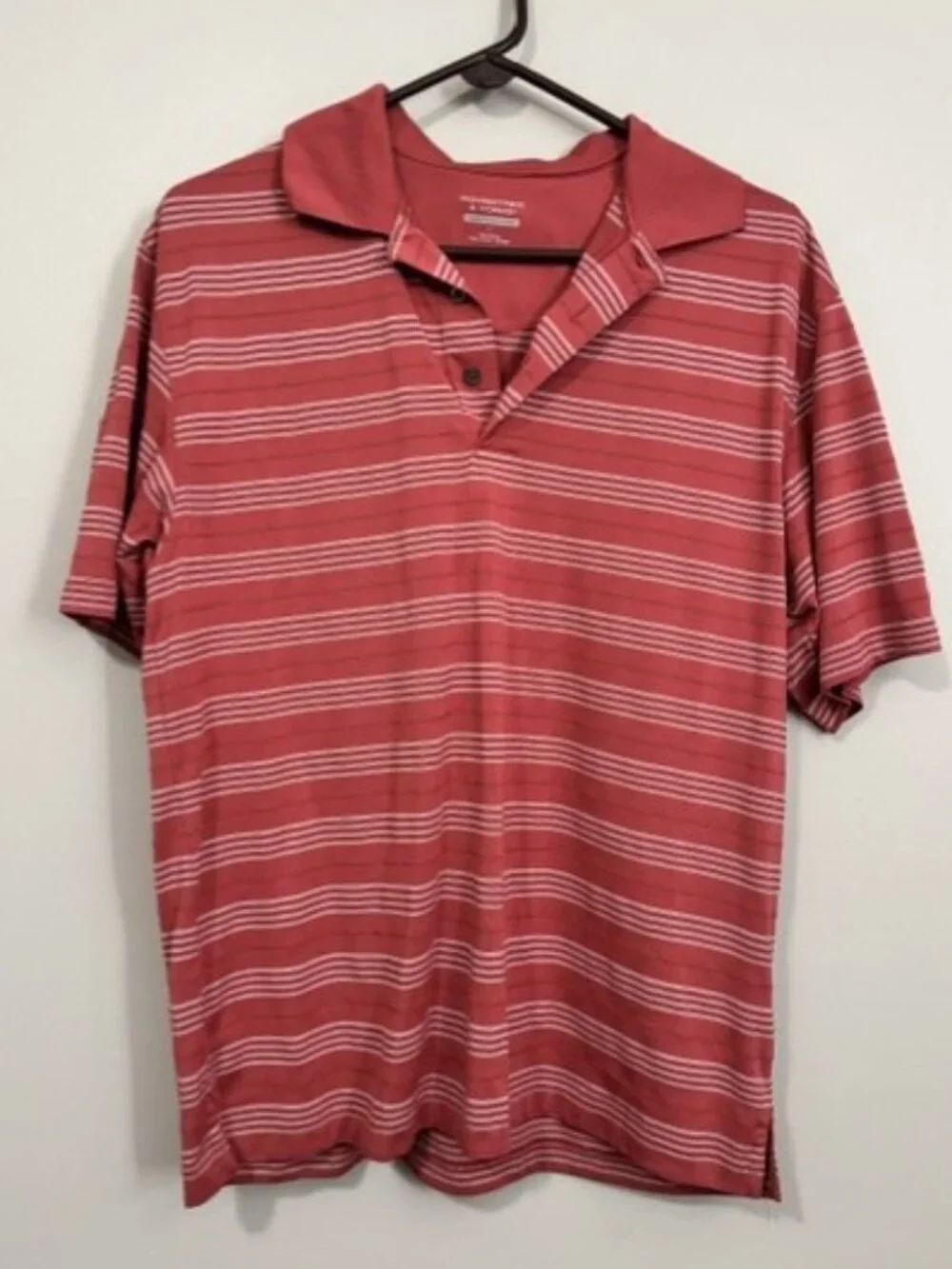 Men's Roundtree & Yorke Short Sleeve Polo Shirt Color Red/Pink Size Large